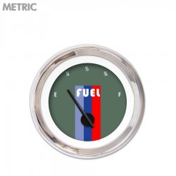 Fuel level Gauge Vintage Autobahn Ash, Black Modern Needles, Chrome Trim Rings - Part Number: GAR168ZMXKABCC