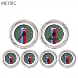 6 Ga. Set Metric Vintage Autobahn Ash, Black Modern Needles, Chrome Trim Rings - Part Number: GAR168ZMXRABCC