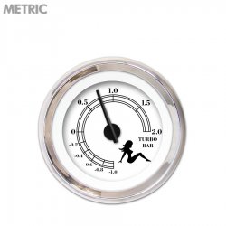 Turbo Ga. Metric Mudflap Black Text, White, Black Modern Needles, Chrome Rings - Part Number: GAR169ZMXMABCC