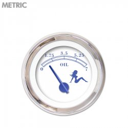 Oil Pressure Ga. Metric Mudflap Black Text, White, Black Mod Nedl, Chrome Rings - Part Number: GAR170ZMXJABCF