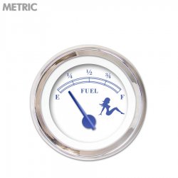 Fuel level Gauge - Mudflap Bl Text, White, Bl Modern Needles, Chrome Trim Rings - Part Number: GAR170ZMXKABCF