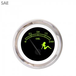 Oil Pressure Ga. SAE Mudflap Gn Text, Black, Black Mod Needles, Chrome Rings - Part Number: GAR171ZEXJABCC