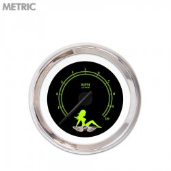 Tach Ga. w/ emblem Mudflap Gn Text, Black, Black Mod Needles, Chrome Trim Rings - Part Number: GAR171ZMAIABCC