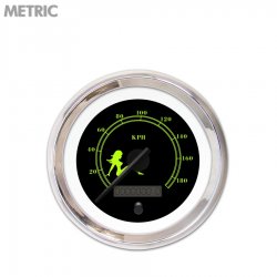 Speedo Ga. Metric Mudflap Gn Text, Black, Black Modern Needles, Chrome Rings - Part Number: GAR171ZMXHABCC