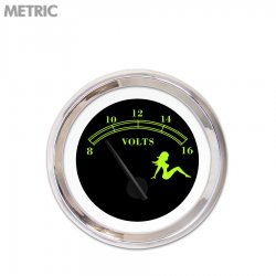 Volt Gauge Metric Mudflap Gn Text, Black, Black Modern Needles, Chrome Rings - Part Number: GAR171ZMXNABCC