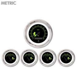 5 Ga. Set Metric Mudflap Gn Text, Black, Black Modern Needles, Chrome Rings - Part Number: GAR171ZMXQABCC