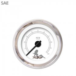 Tach Ga. w/ emblem Mudflap Grey Text, White, Black Mod Needles, Chrome Rings - Part Number: GAR172ZEAIABCC