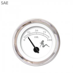 Oil Pressure Ga. SAE Mudflap Gray Text, White, Black Mod Needles, Chrome Rings - Part Number: GAR172ZEXJABCC
