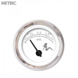 Oil Pressure Ga. Metric Mudflap Gray Text, White, Black Mod Nedl, Chrome Rings - Part Number: GAR172ZMXJABCC
