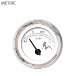 Water Temp Ga. Metric Mudflap Grey Text, White, Black Mod Nedl, Chrome Rings - Part Number: GAR172ZMXLABCC