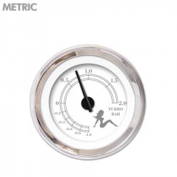 Turbo Ga. Metric Mudflap Gray Text, White, Black Modern Needles, Chrome Rings - Part Number: GAR172ZMXMABCC