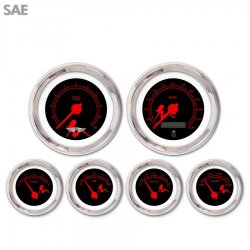 6 Ga. Set w/ emblem - SAE Mudflap Rd Text, Black, Rd Mod Nedl, Chrome Trm Rings - Part Number: GAR173ZEARABCE