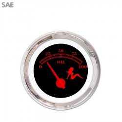 Oil Pressure Ga. SAE Mudflap Rd Text, Black, Rd Mod Needles, Chrome Trim Rings - Part Number: GAR173ZEXJABCE