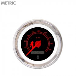 Speedo Ga. Metric Mudflap Rd Text, Black, Rd Modern Needles, Chrome Trim Rings - Part Number: GAR173ZMXHABCE