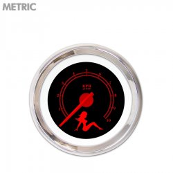 Tachometer Gauge Mudflap Red Text, Black, Red Modern Needles, Chrome Trim Rings - Part Number: GAR173ZMXIABCE