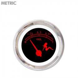 Oil Pressure Ga. - Metric Mudflap Rd Text, Black, Rd Mod Nedl, Chrome Trm Rings - Part Number: GAR173ZMXJABCE