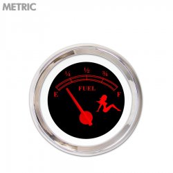 Fuel level Gauge Mudflap Red Text, Black, Red Modern Needles, Chrome Trim Rings - Part Number: GAR173ZMXKABCE