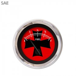Fuel level Gauge - Iron Cross Red, Black Modern Needles, Chrome Trim Rings - Part Number: GAR175ZEXKABCC