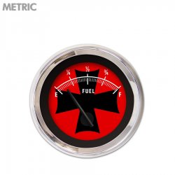 Fuel level Gauge - Iron Cross Red, Black Modern Needles, Chrome Trim Rings - Part Number: GAR175ZMXKABCC