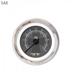 Tach Gauge w/ emblem - Iron Cross Grey, Black Modern Needles, Chrome Trim Rings - Part Number: GAR176ZEAIABCC