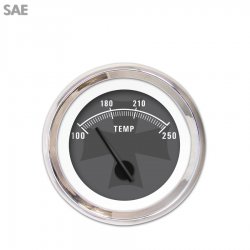 Water Temp Gauge - SAE Iron Cross Gry, Black Modern Needles, Chrome Trim Rings - Part Number: GAR176ZEXLABCC