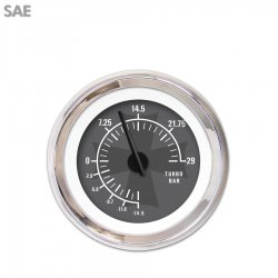 Turbo Gauge - SAE Iron Cross Grnay, Black Modern Needles, Chrome Trim Rings - Part Number: GAR176ZEXMABCC