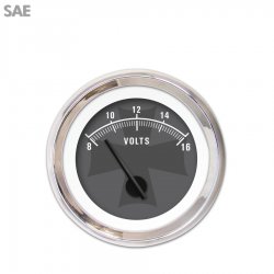 Volt Gauge - SAE Iron Cross Grnay, Black Modern Needles, Chrome Trim Rings - Part Number: GAR176ZEXNABCC