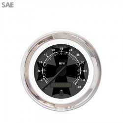 Speedo Gauge - SAE Iron Cross Ash, Black Modern Needles, Chrome Trim Rings - Part Number: GAR178ZEXHABCC