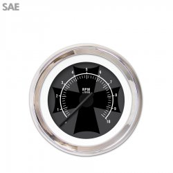 Tachometer Gauge - Iron Cross Ash, Black Modern Needles, Chrome Trim Rings - Part Number: GAR178ZEXIABCC