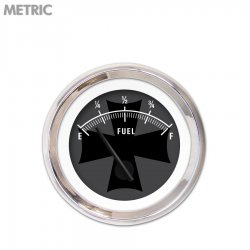 Fuel level Gauge - Iron Cross Ash, Black Modern Needles, Chrome Trim Rings - Part Number: GAR178ZMXKABCC
