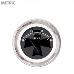 Water Temp Gauge Metric Iron Cross Ash, Black Modern Needles, Chrome Trim Rings - Part Number: GAR178ZMXLABCC
