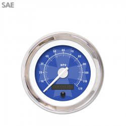 Speedo Gauge - SAE Iron Cross Bl, White Modern Needles, Chrome Trim Rings - Part Number: GAR179ZEXHABCD