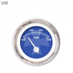 Water Temp Gauge - SAE Iron Cross Bl, White Modern Needles, Chrome Trim Rings - Part Number: GAR179ZEXLABCD