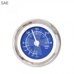 Turbo Gauge - SAE Iron Cross Bl, White Modern Needles, Chrome Trim Rings - Part Number: GAR179ZEXMABCD