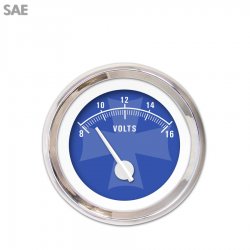 Volt Gauge - SAE Iron Cross Bl, White Modern Needles, Chrome Trim Rings - Part Number: GAR179ZEXNABCD