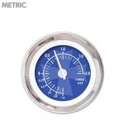 Turbo Gauge - Metric Iron Cross Bl, White Modern Needles, Chrome Trim Rings - Part Number: GAR179ZMXMABCD