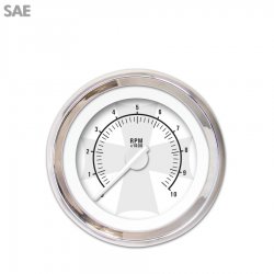 Tachometer Gauge - Iron Cross White, White Modern Needles, Chrome Trim Rings - Part Number: GAR180ZEXIABCD