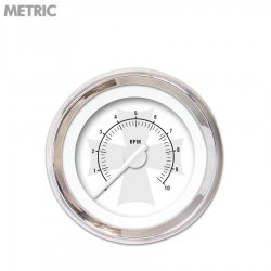 Tachometer Gauge - Iron Cross White, White Modern Needles, Chrome Trim Rings - Part Number: GAR180ZMXIABCD