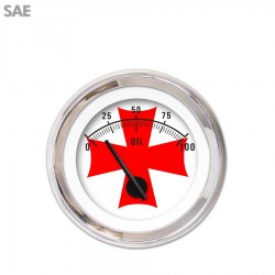 Oil Pressure Ga. SAE Iron Cross White Rd Cross, Black Mod Nedl, Chrome Rings - Part Number: GAR181ZEXJABCC