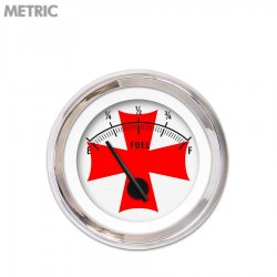 Fuel level Ga. Iron Cross White Rd Cross, Black Modern Needles, Chrome Rings - Part Number: GAR181ZMXKABCC