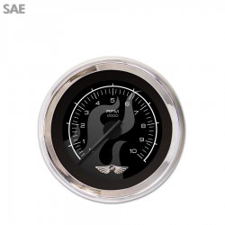 Tach Gauge w/ emblem Ghost Flame Black, Black Modern Needles, Chrome Trim Rings - Part Number: GAR182ZEAIABCC