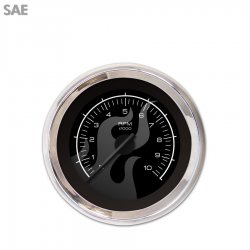Tachometer Gauge - Ghost Flame Black, Black Modern Needles, Chrome Trim Rings - Part Number: GAR182ZEXIABCC
