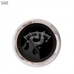 Fuel level Gauge - Ghost Flame Black, Black Modern Needles, Chrome Trim Rings - Part Number: GAR182ZEXKABCC