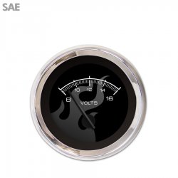 Volt Gauge - SAE Ghost Flame Black, Black Modern Needles, Chrome Trim Rings - Part Number: GAR182ZEXNABCC