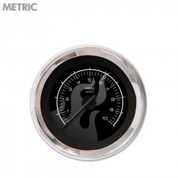 Tachometer Gauge - Ghost Flame Black, Black Modern Needles, Chrome Trim Rings - Part Number: GAR182ZMXIABCC