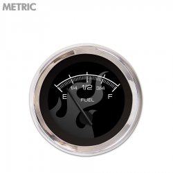 Fuel level Gauge - Ghost Flame Black, Black Modern Needles, Chrome Trim Rings - Part Number: GAR182ZMXKABCC