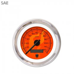 Speedo Gauge - SAE Ghost Flame Red, Black Modern Needles, Chrome Trim Rings - Part Number: GAR185ZEXHABCC