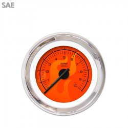 Tachometer Gauge - Ghost Flame Red, Black Modern Needles, Chrome Trim Rings - Part Number: GAR185ZEXIABCC