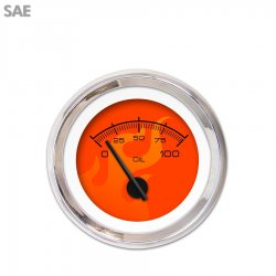 Oil Pressure Gauge SAE Ghost Flame Red, Black Modern Needles, Chrome Trim Rings - Part Number: GAR185ZEXJABCC