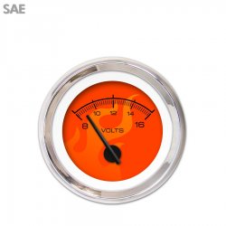 Volt Gauge - SAE Ghost Flame Red, Black Modern Needles, Chrome Trim Rings - Part Number: GAR185ZEXNABCC
